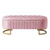 Chic Velvet Storage Ottoman with Button-Tufted Style in Pink