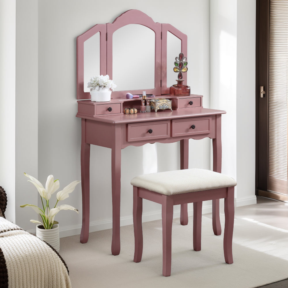 Rose Gold Vanity Set with Stool