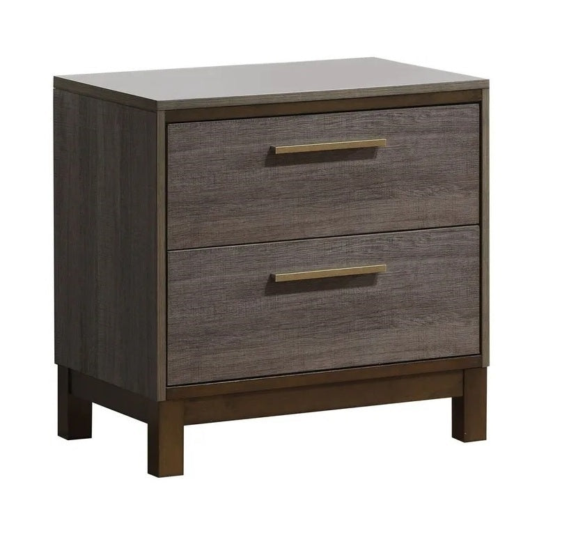 Chic Two-Tone Nightstand with Brass Accents