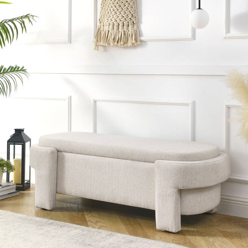 Stylish Storage Bench in Beige