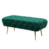 Velvet Glam Bench in Green with Gold Legs