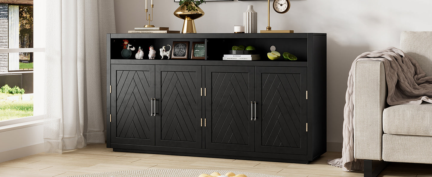 Stylish Black Classic Sideboard with Adjustable Shelves