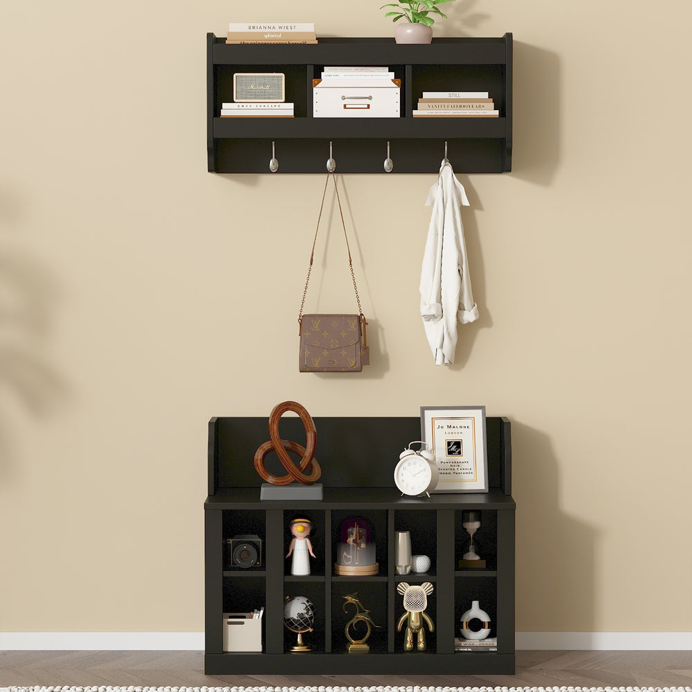 Chic Entryway Shoe Bench with Hooks & Shelves