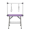 Purple Pet Grooming Table - Adjustable Arm & Non-Slip Mat