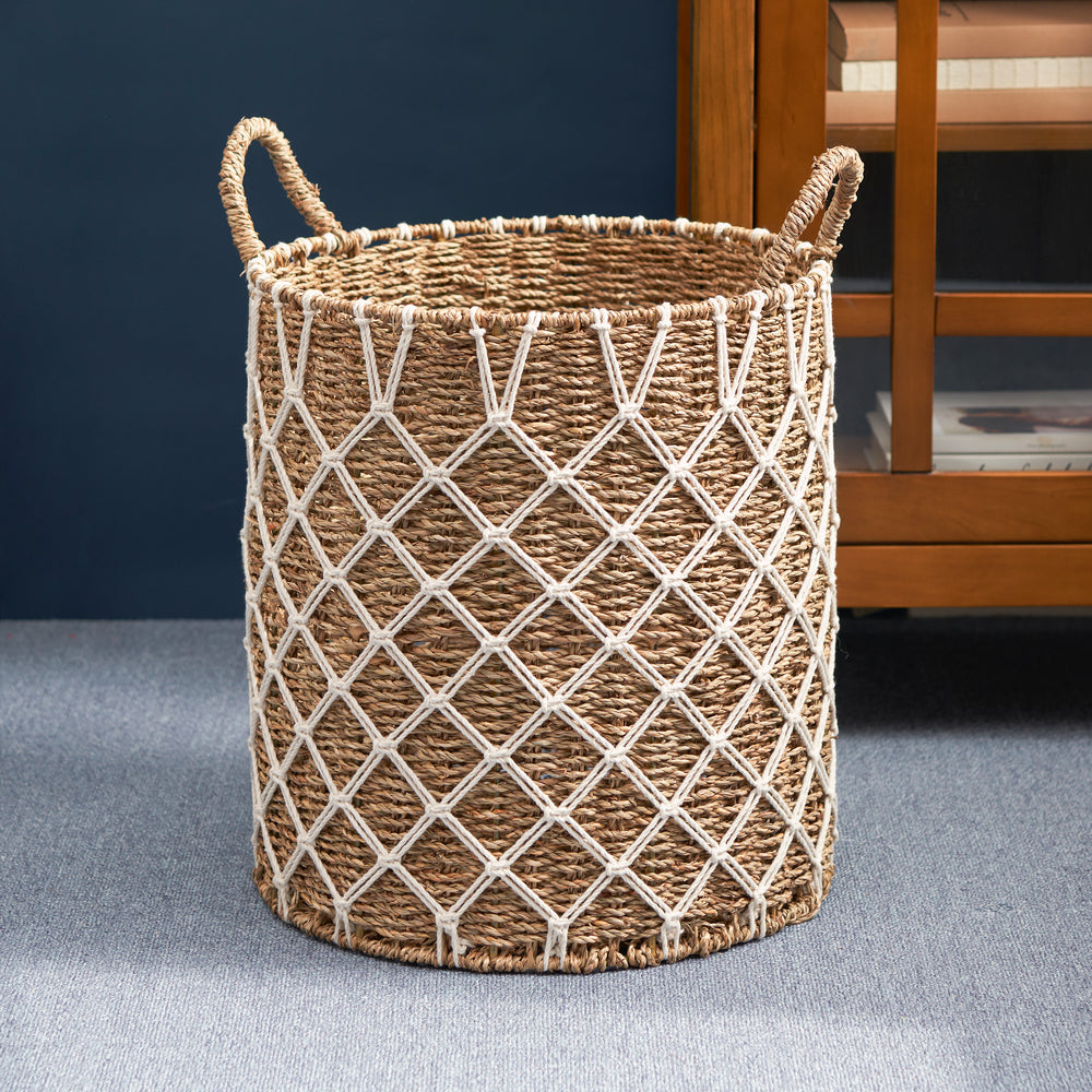 Natural Elegance Woven Basket with Handles