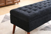 Chic Black Linen Storage Bench