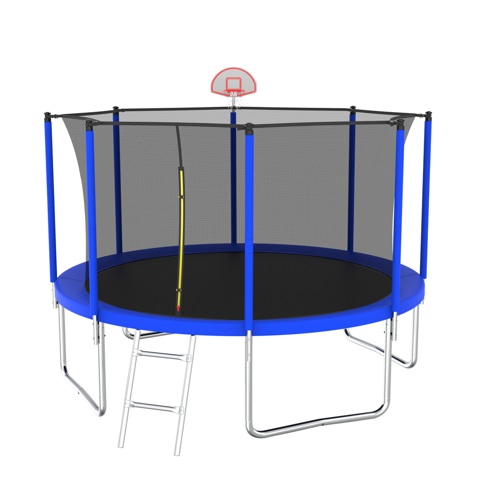 FunJump Trampoline with Basketball Hoop and Safety Net