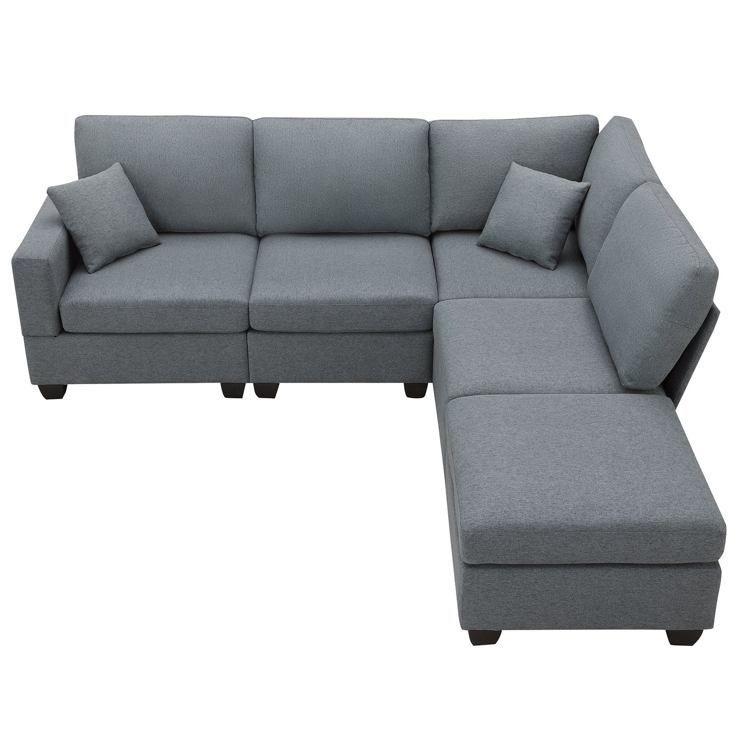 Stylish Modular Sectional Sofa with Convertible Ottoman