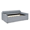 Linen Grey Daybed with Trundle and USB Charging