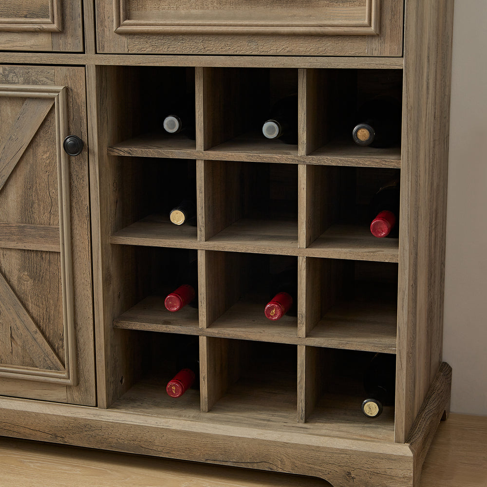 Chic Farmhouse Buffet & Wine Bar Cabinet