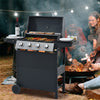 Stainless Steel 4-Burner Propane Grill with Shelves & Wheels