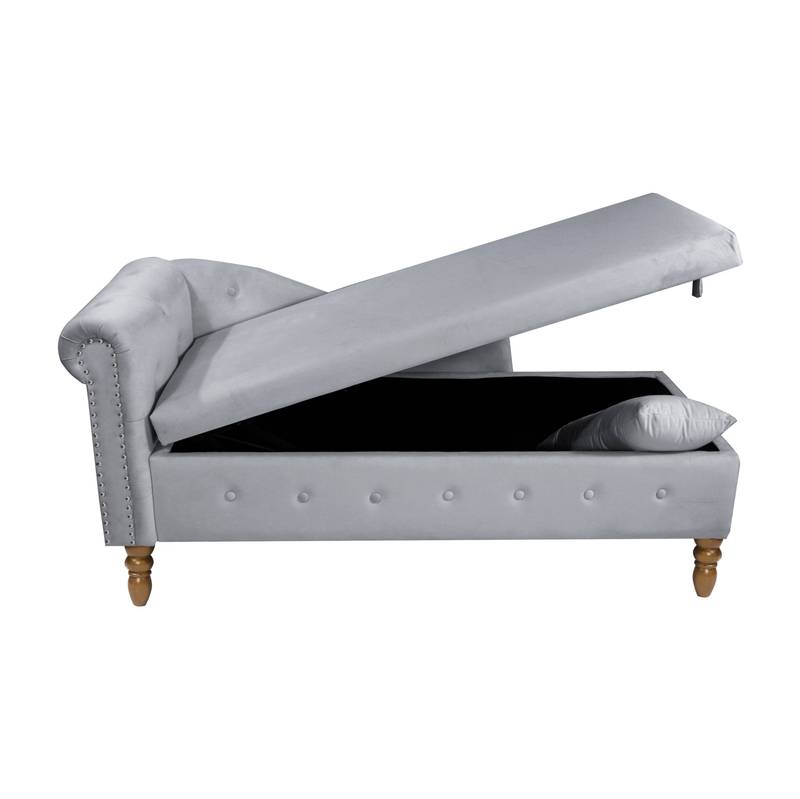 Velvet Dream Lounge Chair with Storage & Pillow