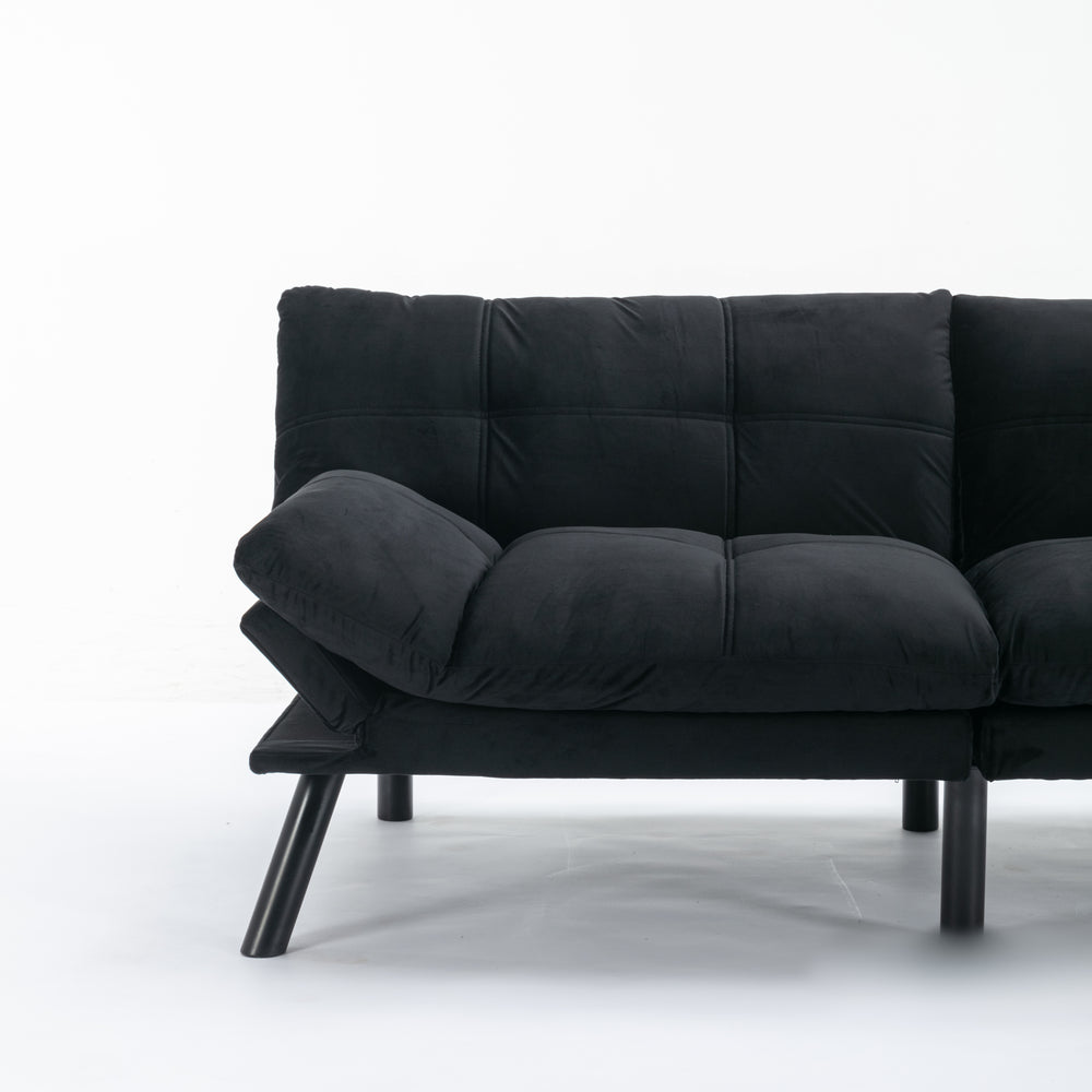 Sleek Black Convertible Sofa Bed