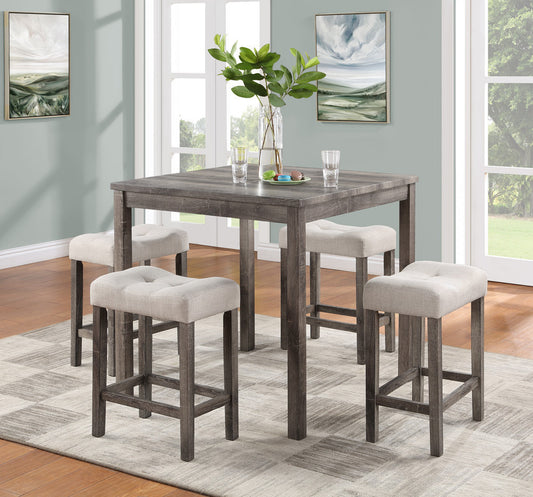 Chic Pub Table Set with Creamy White Stools