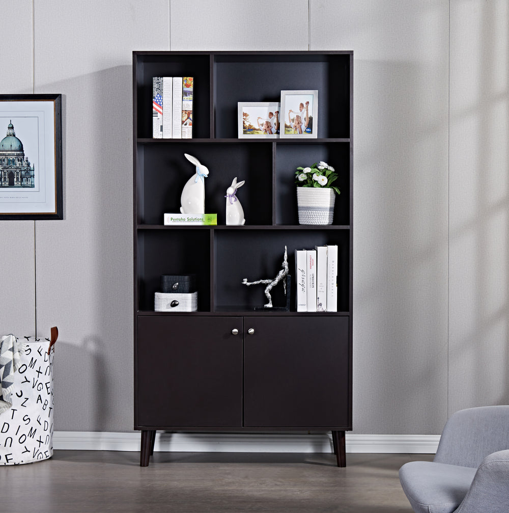 Chic Coffee Bookcase with Doors