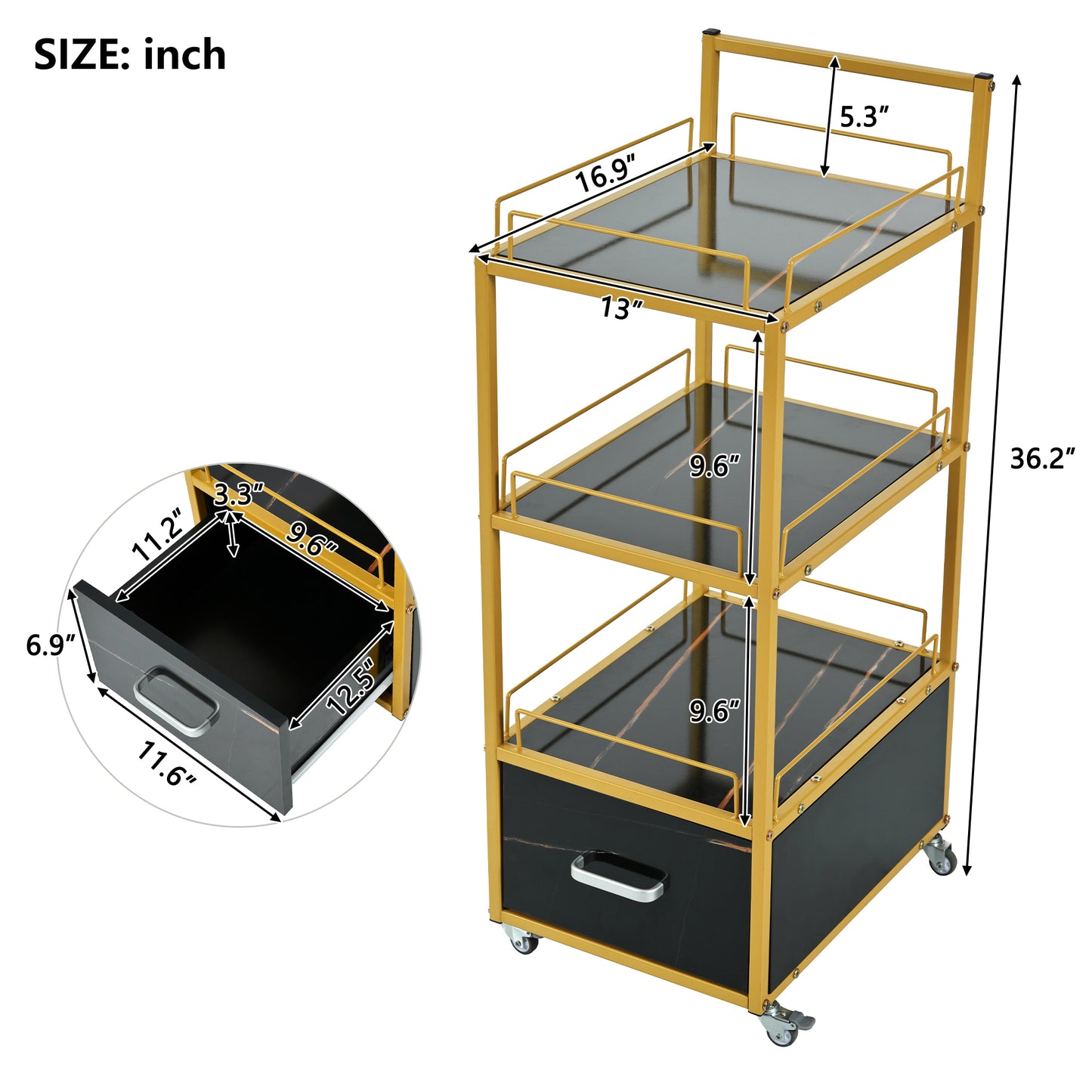 Stylish Salon Trolley with Locking Wheels