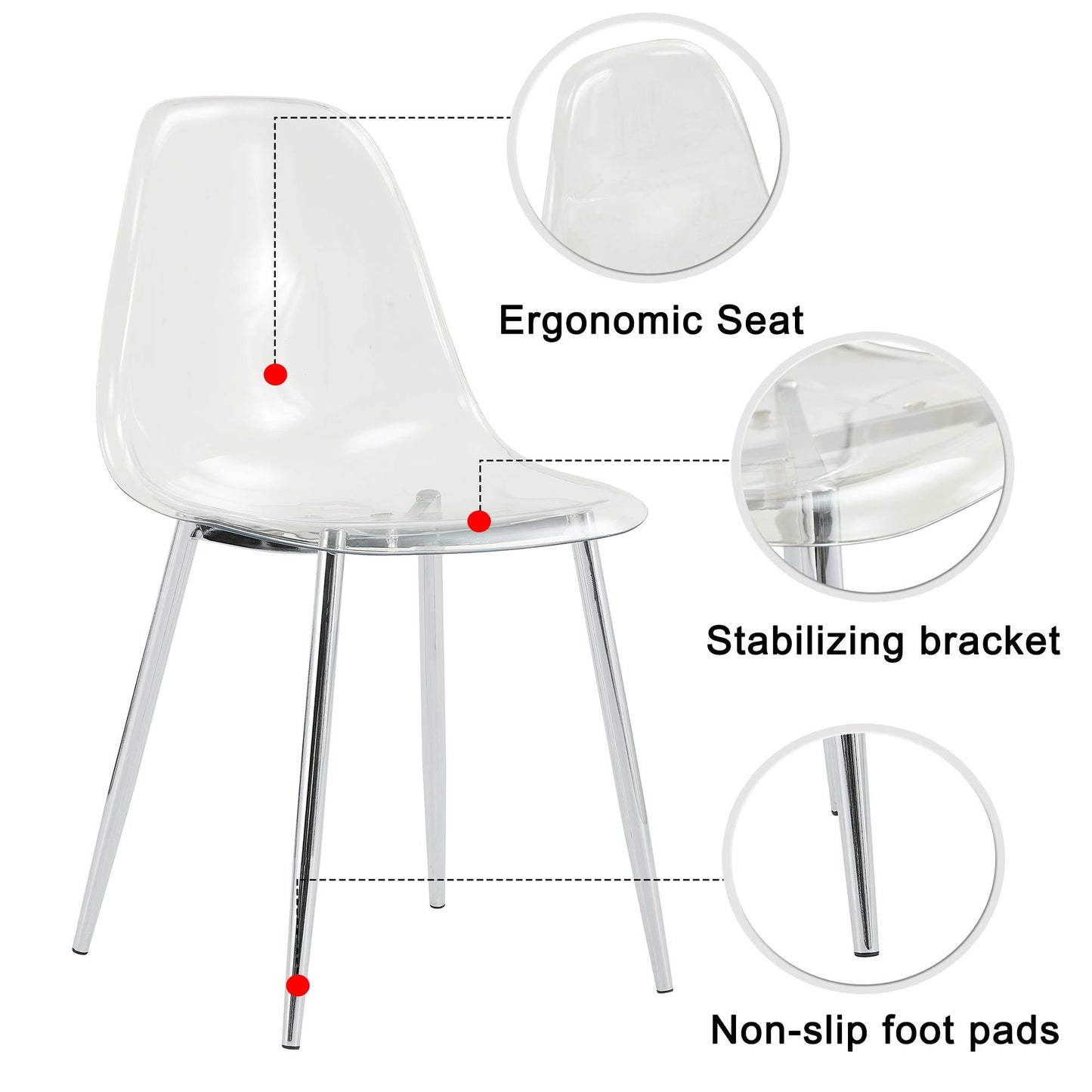 Clear Comfort Chairs - Set of Four