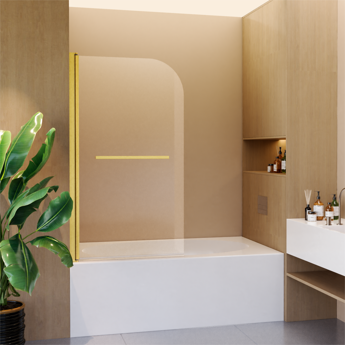 Elegant Frameless Gold Shower Door