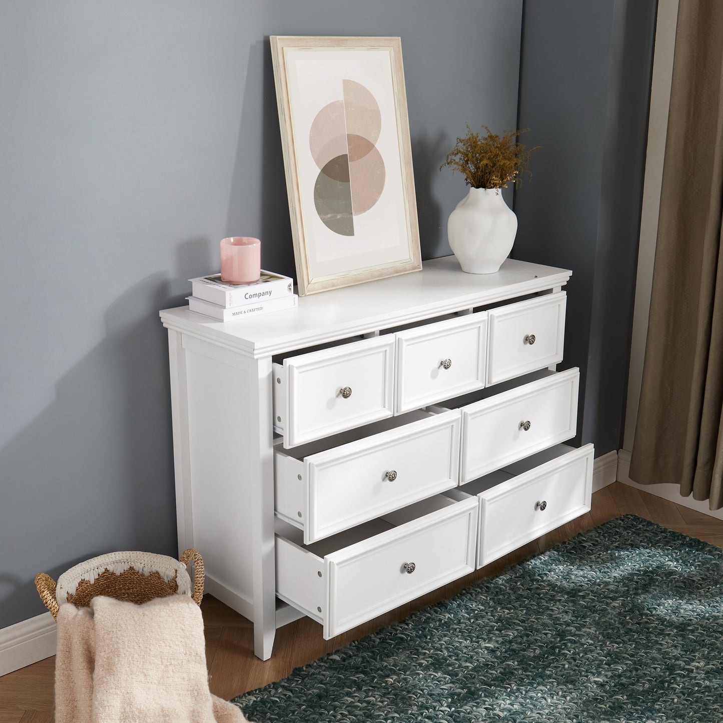 Chic White 7-Drawer Dresser