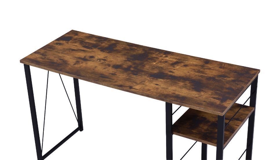 Rustic Oak & Black Writing Desk