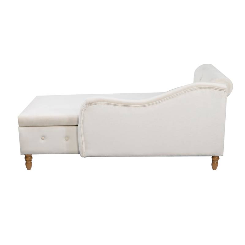 Cozy Velvet Chaise with Storage and Pillow