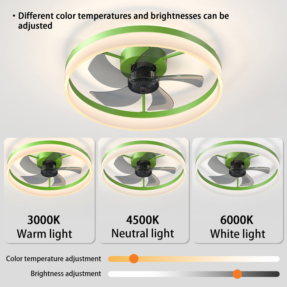 Sleek Green Dimmable LED Ceiling Fan with Light