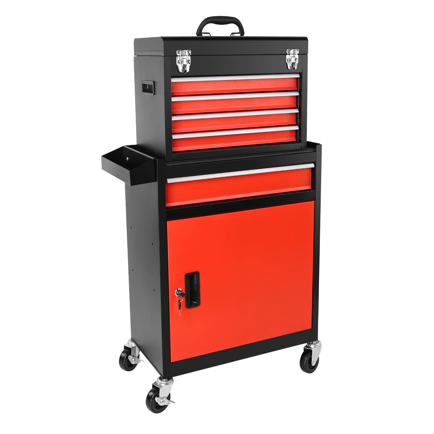 Rolling Tool Chest with Lockable Drawers and Detachable Top