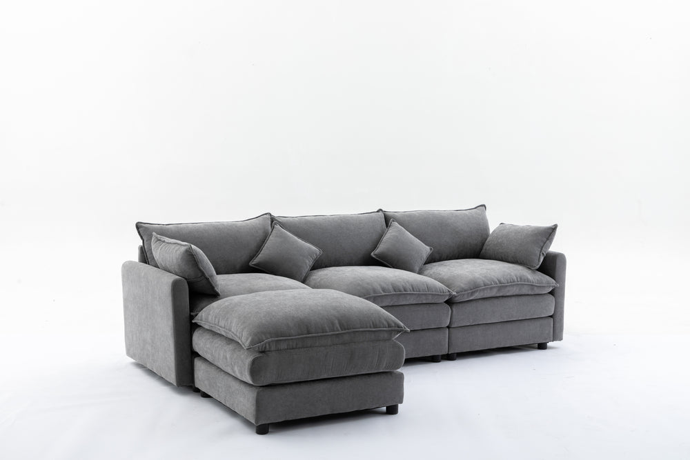 Chic Modular L-Shaped Sofa with Ottoman