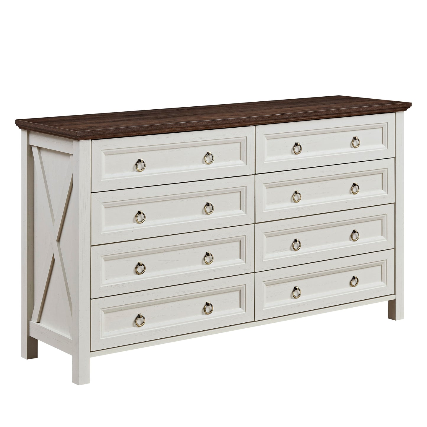 Rustic Farmhouse Tall Dresser with 8 Drawers