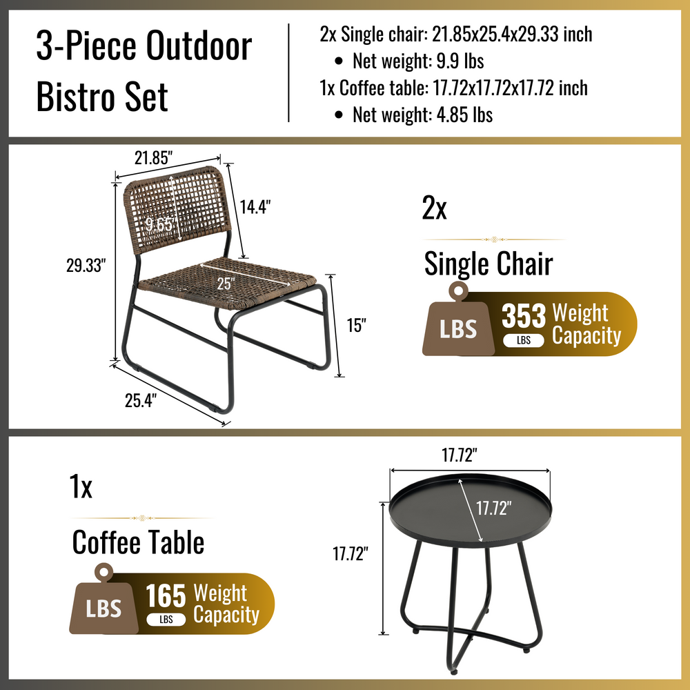 Chic Rattan Patio Set with Modern Round Table