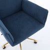 Chic Blue Corduroy Office Chair with Gold Base