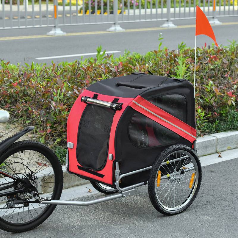 PawPals Bike Trailer-Red & Black Adventure Wagon for Dogs