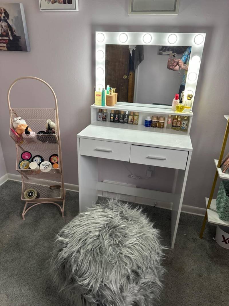 Glam Light-Up Vanity Desk with Storage