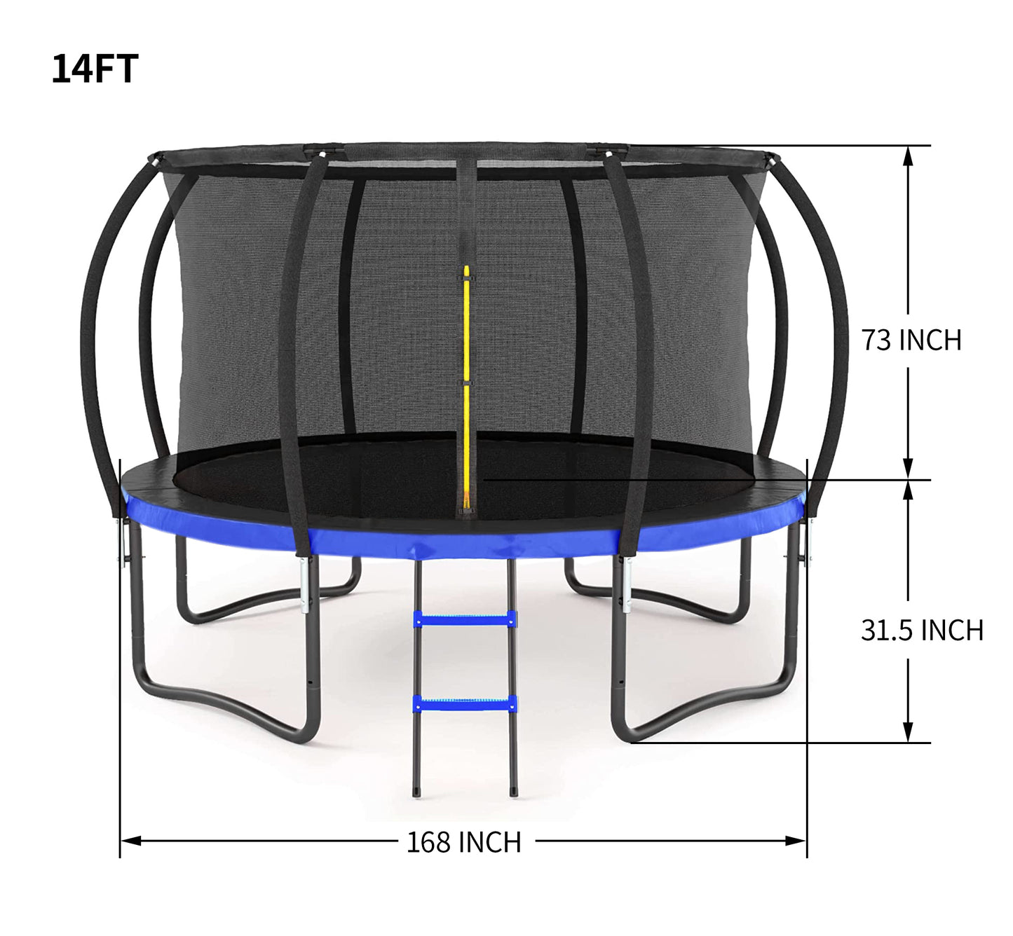 FunBounce Trampoline with Safety Net & Ladder - Black & Blue Edition