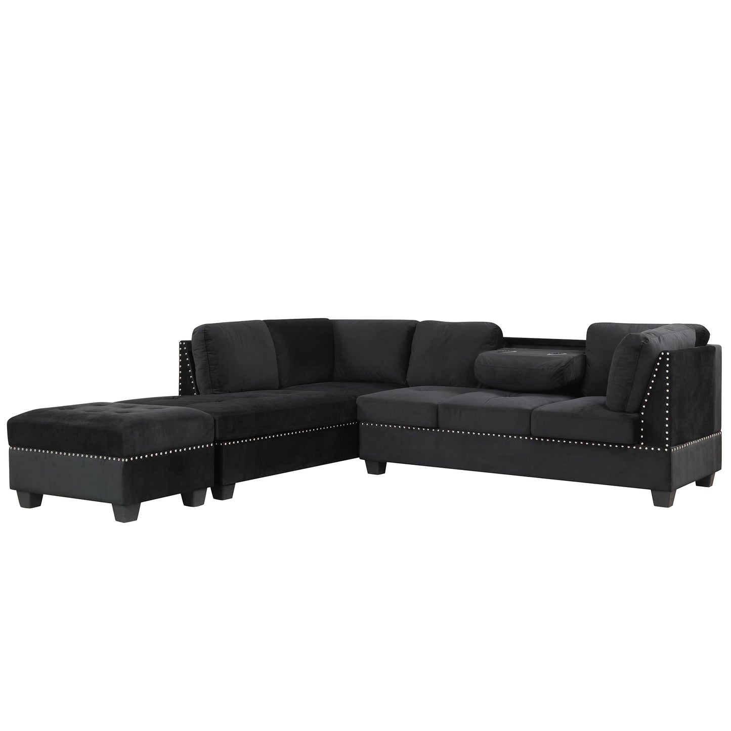 Chic Reversible Sectional Sofa with Storage Ottoman