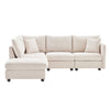 Chic Striped L-Shaped Sofa with Convertible Ottoman