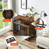 Rustic Pet Haven: Stylish Dog Crate & Feeding Station on Wheels