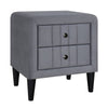 Velvet Gray Nightstand with Drawers