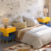 Chic Storage Nightstand in Yellow & Blue