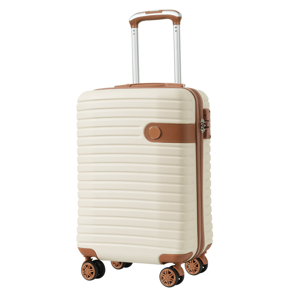 Chic Travel Trio: Lightweight Cream Carry-On Luggage Set