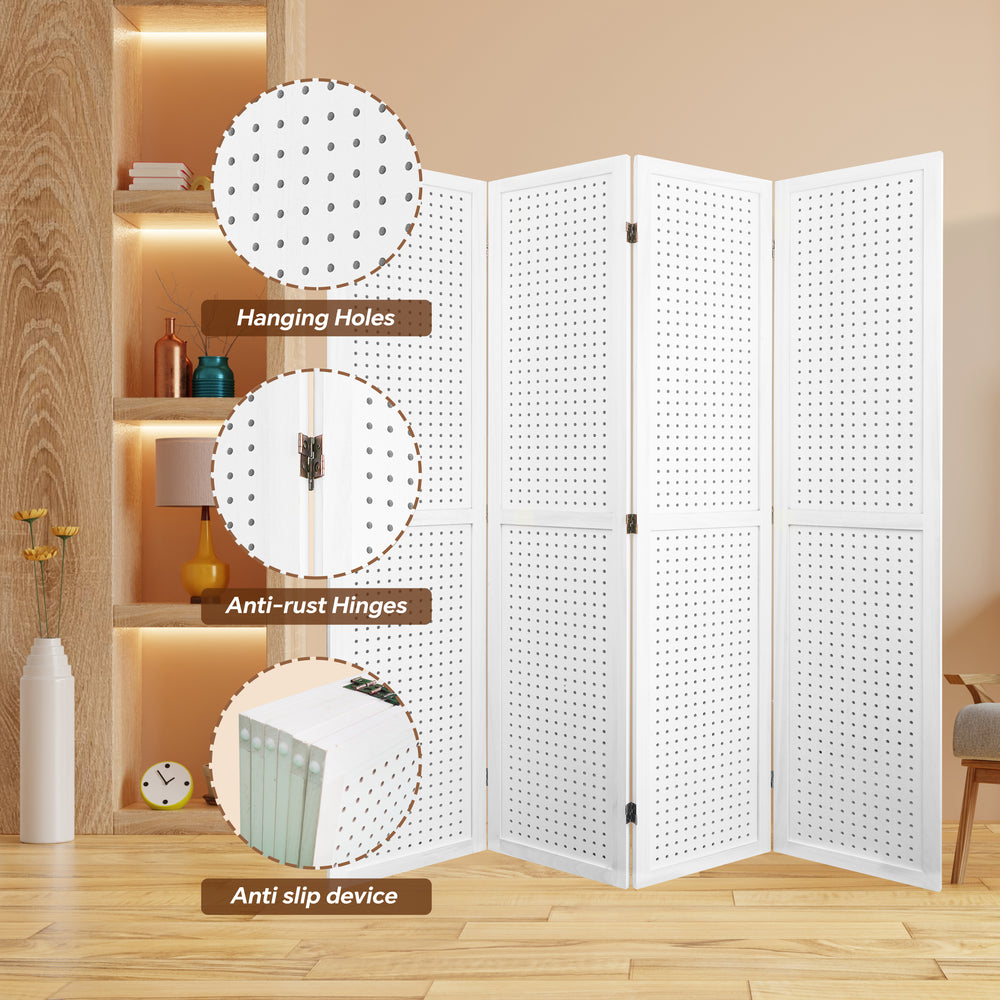 Elegant Folding Pegboard Room Divider