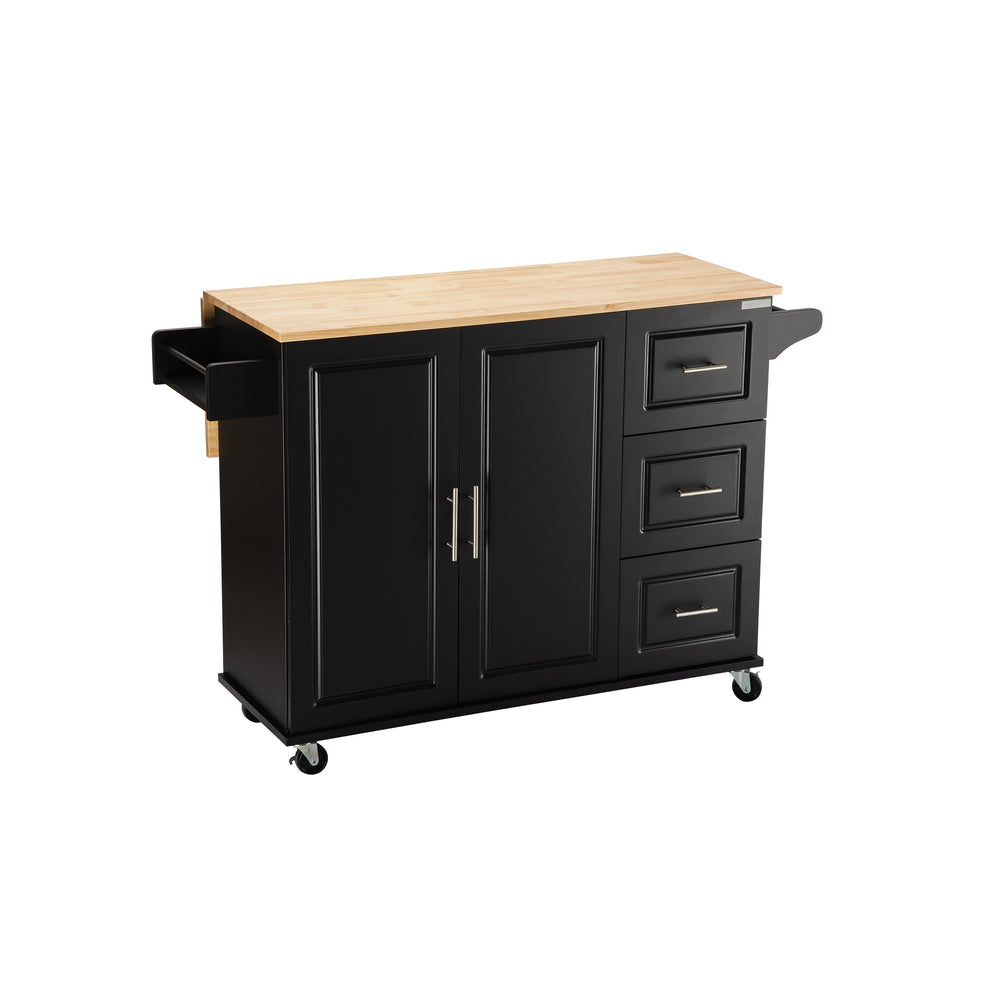 Versatile Kitchen Island Cart with Expandable Tabletop and Ample Storage