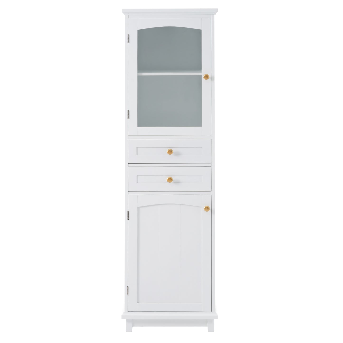 Chic Tall Bathroom Cabinet with Glass Doors & Adjustable Shelves