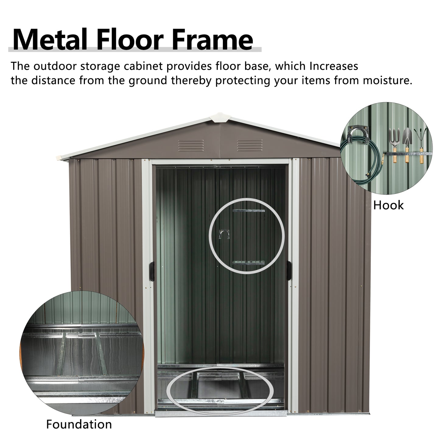 Gray Outdoor Metal Storage Shed