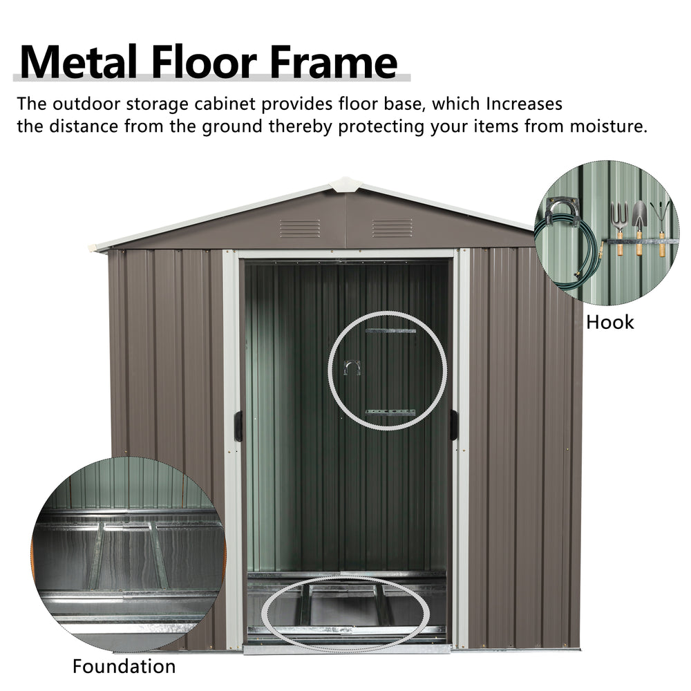 Gray Outdoor Metal Storage Shed