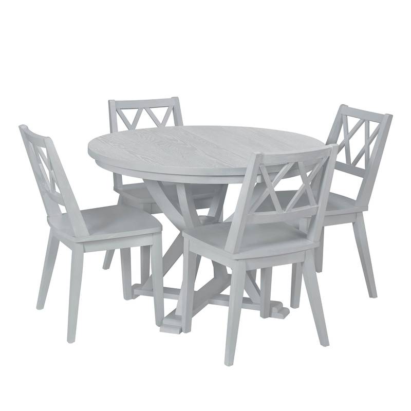 Chic Extendable Round Dining Set with Cross Back Chairs