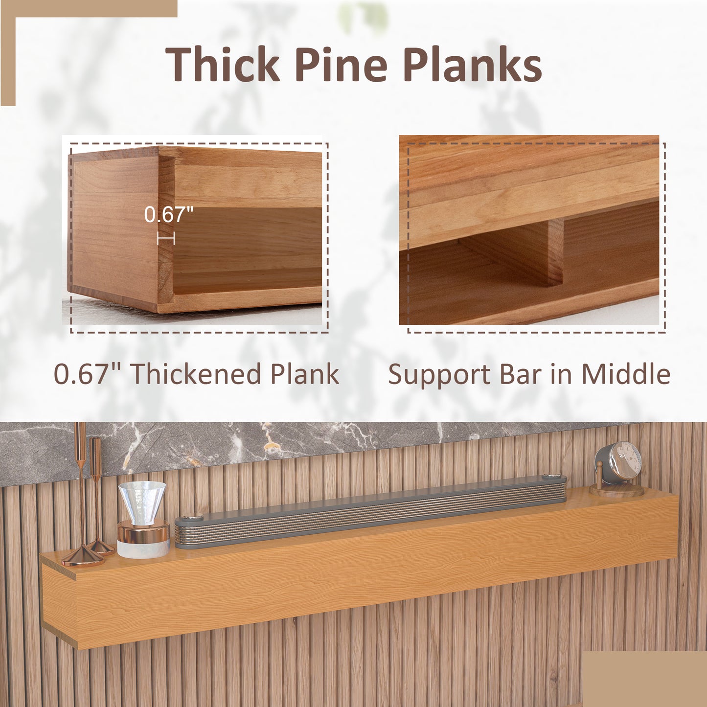 Natural Pine Floating Mantel Shelf