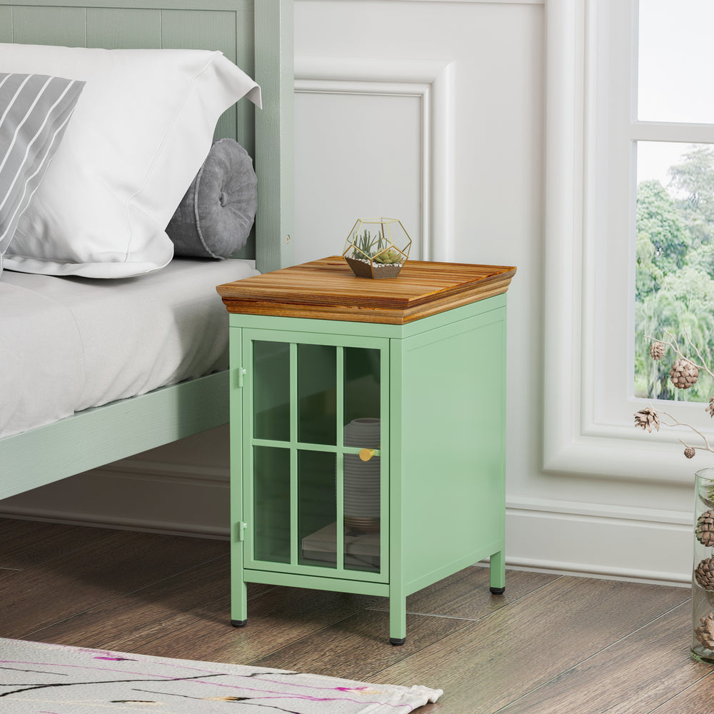 Charming Duo: Solid Wood Nightstands with Storage