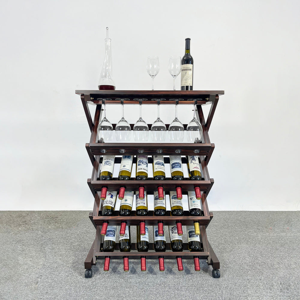 Chic Walnut Wine Display Rack