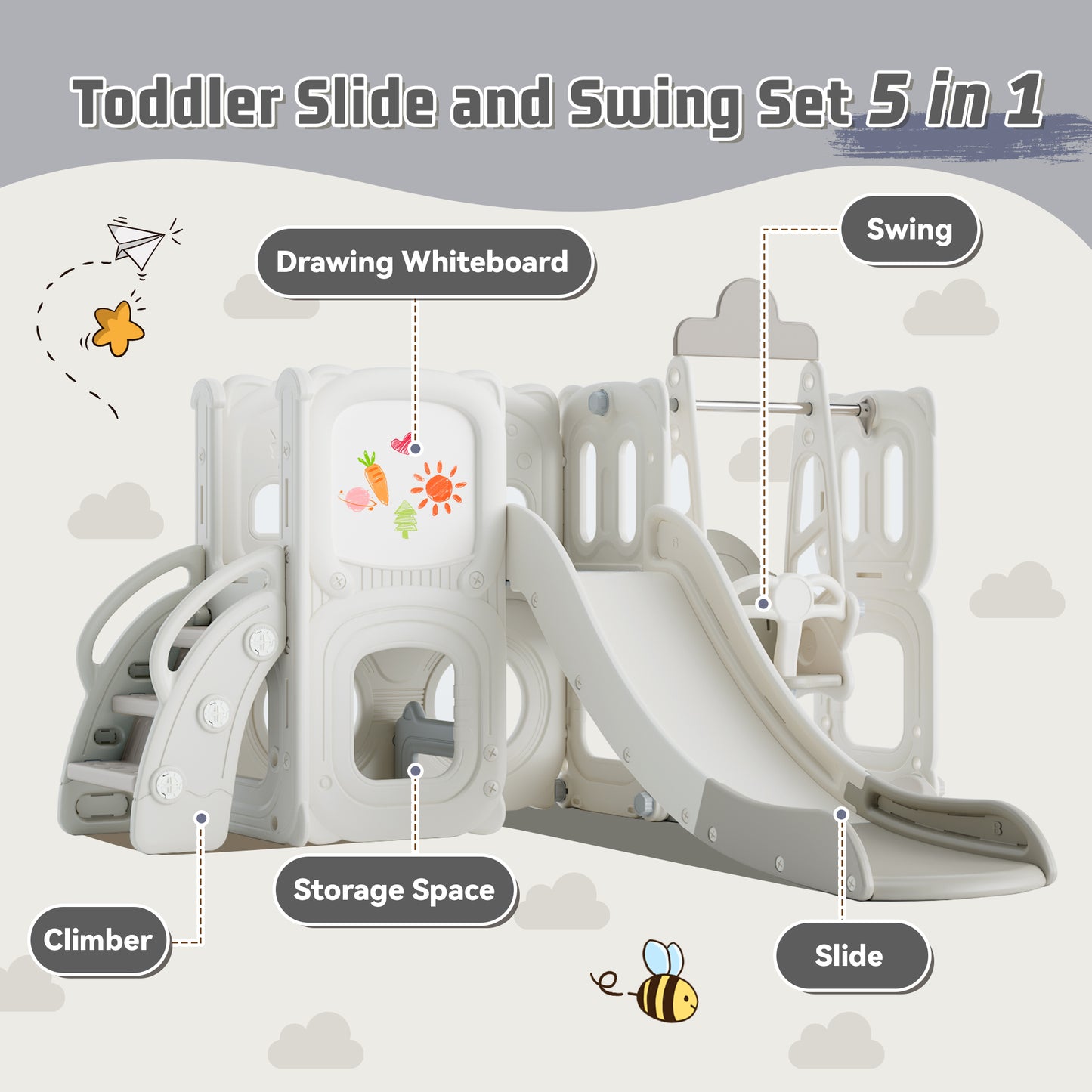 Playtime Adventure Set: Slide, Swing & Draw for Toddlers